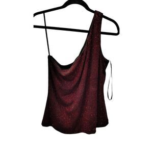 Xscape Black‎ and red shine one shoulder formal top
